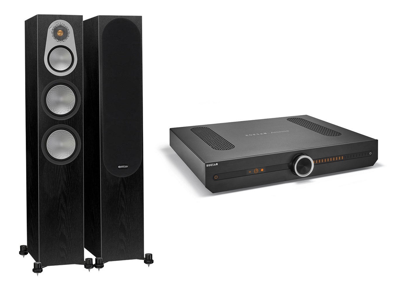 Стереокомплект Monitor Audio Silver series 300 6G Black Oak + Roksan Attessa Integrated Amplifier Black